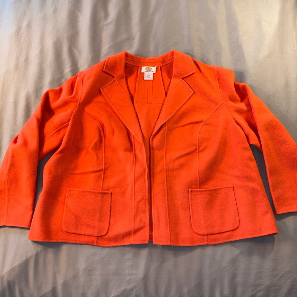 Talbots Wool Blazer Jacket Sz 22W Pumpkin Orange Office Career Warm Soft Fall
